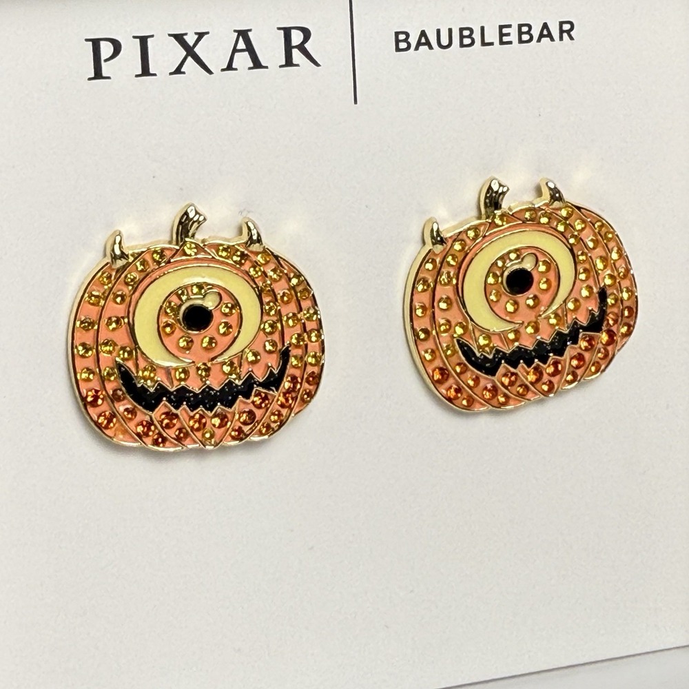 BaubleBar Pixar Mike‎ Wazowski/Monsters Halloween Pumpkin Jeweled Stud Earrings